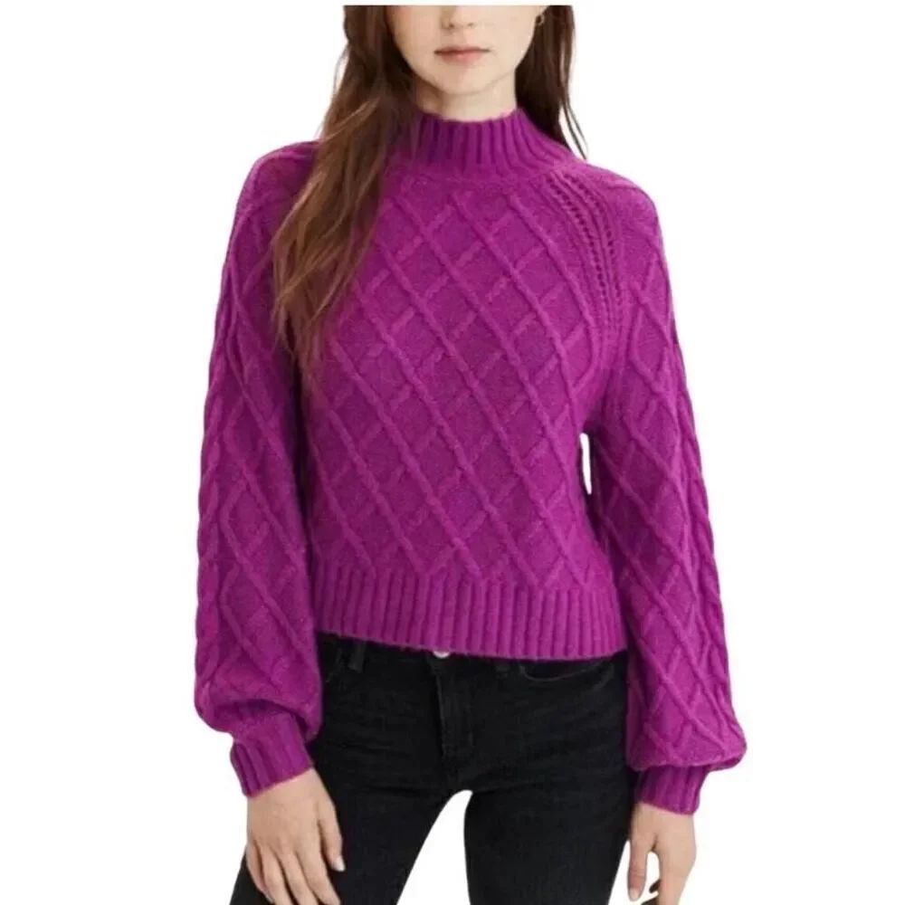 American Eagle balloon sleeve mock neck knit sweater Medium